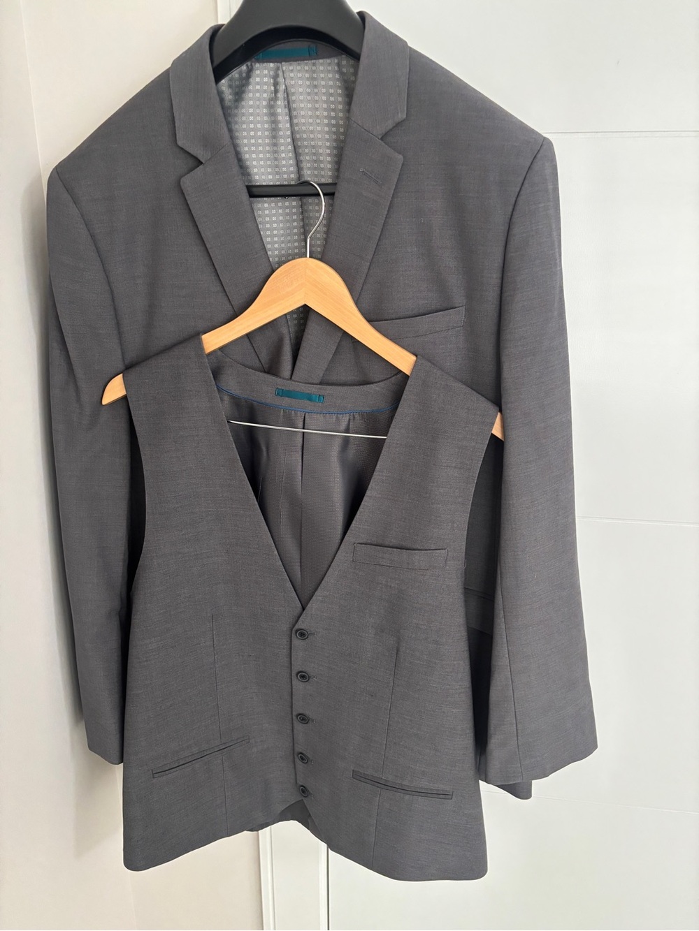 Men’s Grey 3-Piece Suit – Blazer, Vest & Dress Pants